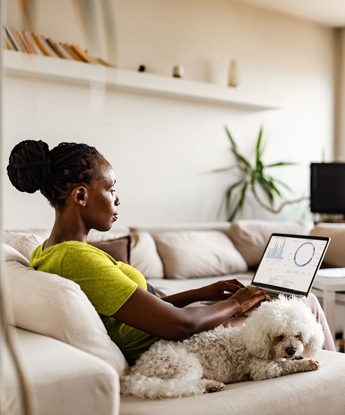 Man using tablet device